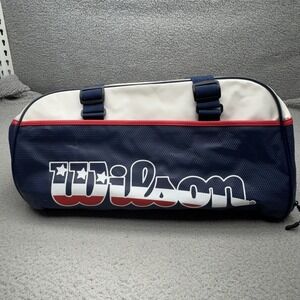 Wilson Small Duffle Bag Mens Blue Red White Baseball Shoulder Strap USA RWB